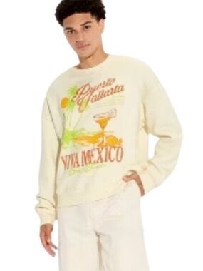 Original Use Cream Crewneck Sweatshirt with Orange and Lime Graphic l